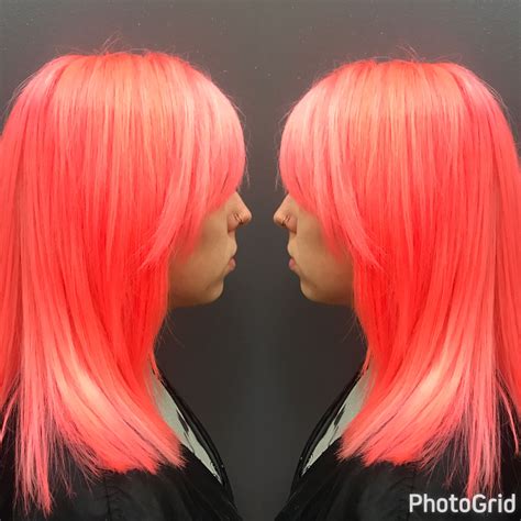 Vibrant Orangepink Haircolor By Pulpriot Neon Electrics Created By