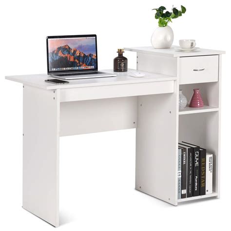 Tangkula White Compact Computer Desk Perfect Small Desk For Samll
