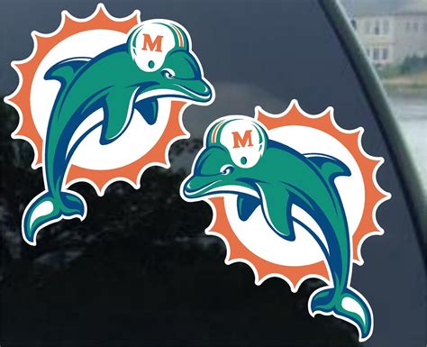 Miami Dolphins Vinyl Decal Set 2 For Car Window Mirror Etsy