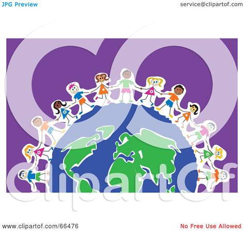 Royalty-Free (RF) Clipart Illustration of Happy Kids Around A Global ...