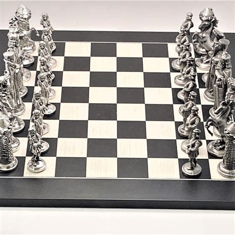 Mullingar Pewter Viking Chess Set With Board The King Is 3 34 Tall