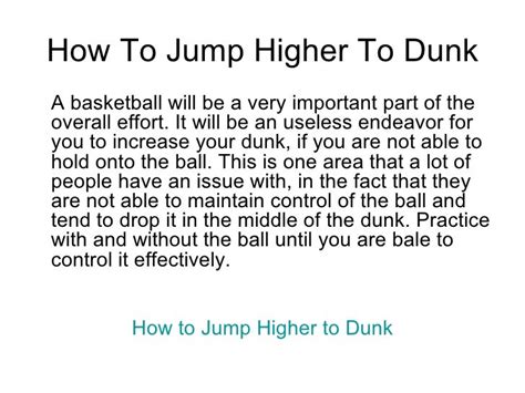 How To Jump Higher To Dunk