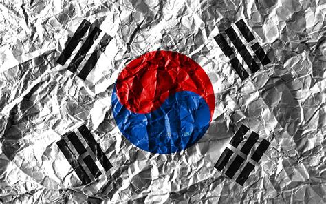 South Korean Flag Crumpled Paper Asian Countries Creative Flag Of