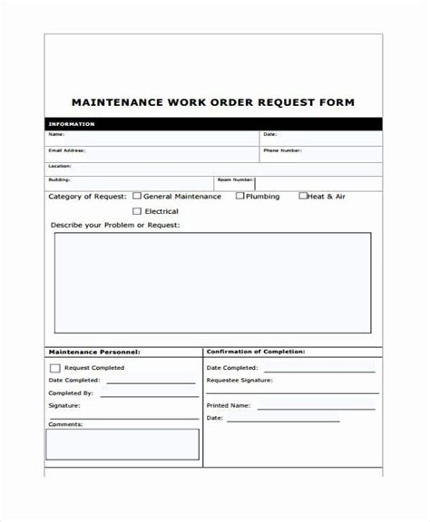 Work Order Request Elegant 6 Maintenance Work Order Form Sample Free