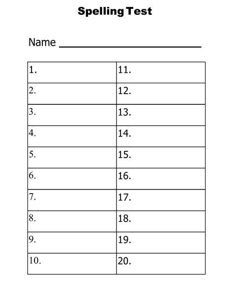 38 Printable Spelling Test Templates Word And Pdf Templatelab