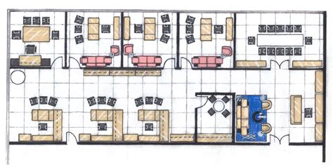 An office floor plan is an overhead view of an office space, complete with walls, windows, doors, furniture, and so on. Real Girl's Design: Floor Plan for Law Office