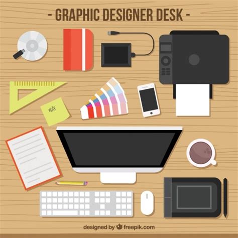 Premium Vector Graphic Designer Desk