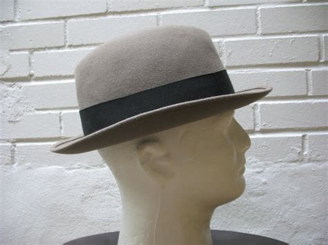 Vintage 1960s Mens Fedora Hat By Mallory 7 38 Taupe Felt Etsy