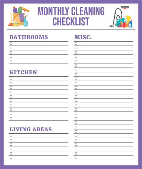 Diy Customizable Monthly Cleaning Checklist Cleaning Printable Hot