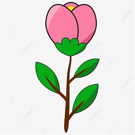 Kartun Tangkai Bunga Merah Muda Bunga Merah Muda Bunga Kartun Bunga