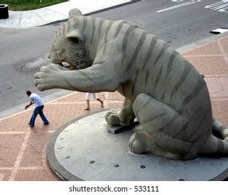 Tiger Statue Outside Comerica Park Detroit Stock Photo