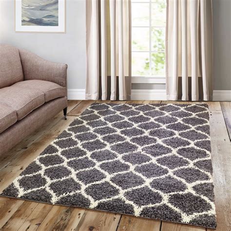 Large Thick Geometric Shag Rugs Assorted Colours Luxury Living Room