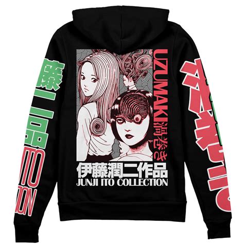 Uzumaki Junji Ito Collection Streetwear Zip Hoodie Jacket Animebape
