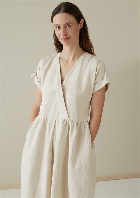 Cotton Linen Wrap Front Dress Toast Wrap Front Dress Simple