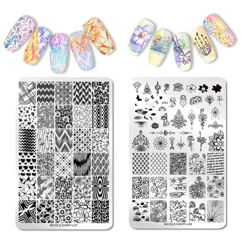 Nicole Diary Nail Stamping Plate Flower Butterfly Leaves Design Stamp