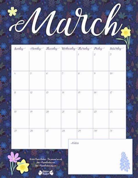 March Free Printable Calendar
