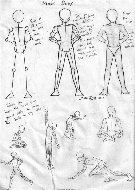 male body tutorial by talita rj on DeviantArt Fanarts anime Esboço