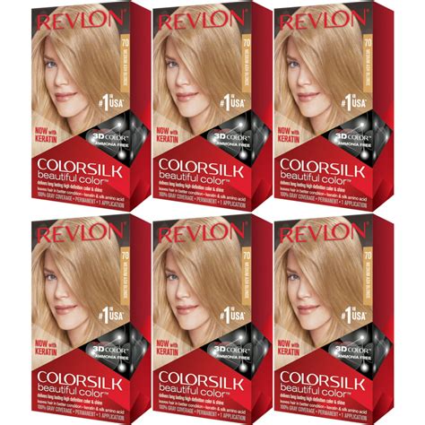 6 Pack Revlon Colorsilk Beautiful Permanent Hair Color 70 Medium Ash