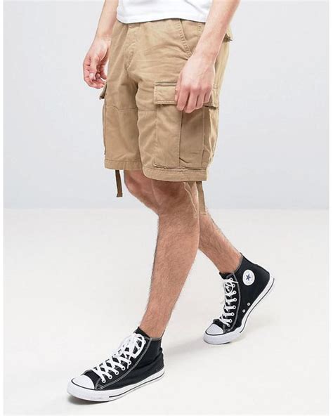 abercrombie and fitch cargo short in tan in brown for men lyst