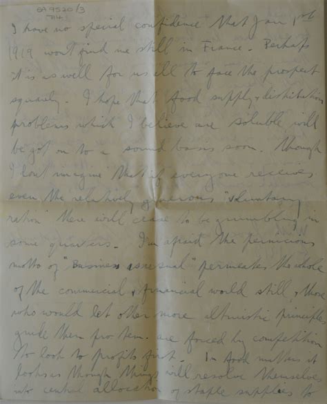 January 1st 1918 Letter From Arthur Sladden To His Father Julius
