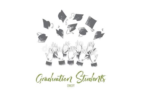 Graduation Students Concept Hand Drawn Isolated Vector Stock Vector