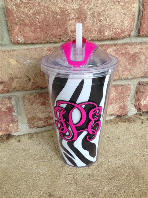 Personalized Double Insulated Zebra Print Tumbler With Monogram On Etsy