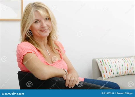 Portrait Of Mature Smiling Blond Woman Stock Image Image Of People Person 81033351