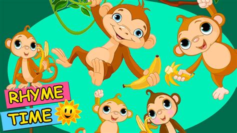 Five Little Monkeys Jumping On The Bed Hd Rhyme Time Popular