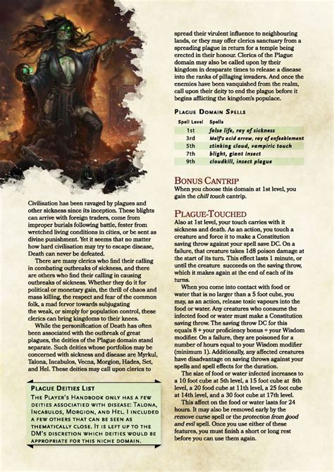 I think we've all rolled up a cleric at one time or another and just picked a god that matched the domain you want, there's no shame in it. Not dead | Plague Domain Cleric in 2019 | Dnd 5e homebrew ...