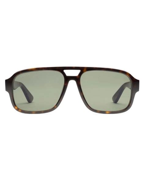 gucci tortoiseshell effect navigator frame sunglasses in green for men lyst