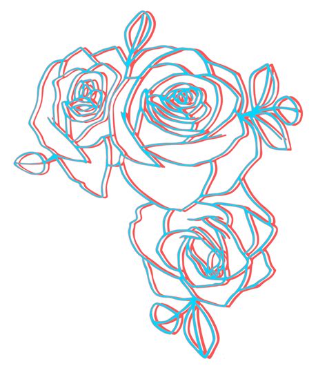 Aesthetic Vaporwave Glitch Roses Doodle