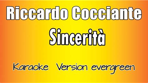 Questo e' il nome che vorrei dare a te. Riccardo Cocciante - Sincerità (versione Karaoke Academy ...