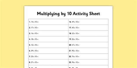 Year 3 Multiplying By 10 Worksheet Primary Resource
