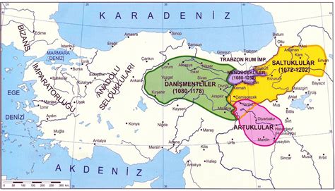 Anadolu da 1 beylikler haritası Sosyal Bilgiler