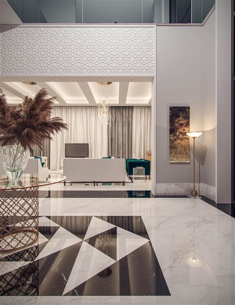 The bespoke luxury modern villa design is one of the main directions of our services. Family Villa Contemporary Arabic Interior Design - Riyadh, Saudi Arabia - CAS | Lobby interior ...