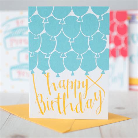 Blue Balloons Happy Birthday Card By Betty Etiquette