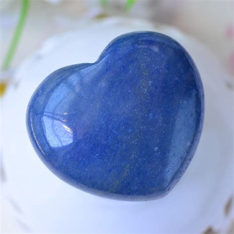Natural Blue Aventurine Crystal Quartz Heart Shaped Stone In Stones
