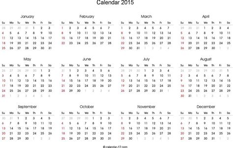 3 2015 Yearly Calendar Free Download