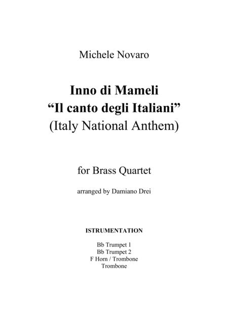 Inno Di Mameli Il Canto Degli Italiani Italy National Anthem For Brass