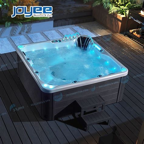 Joyee Imported Controller System Panel Square Large Outdoor Spa Deep Big Spa Tub For 5 Persons