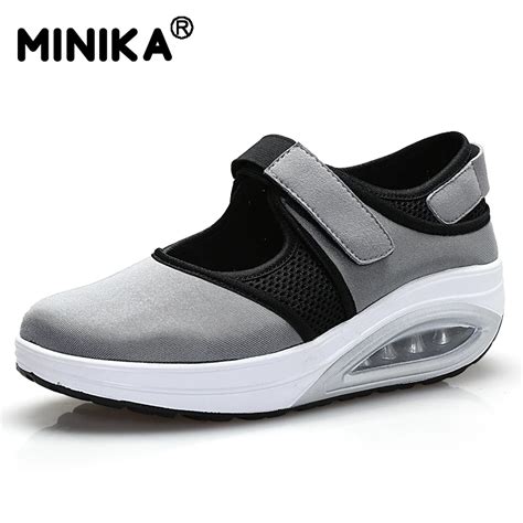 Minika Women Causal Shoes Fashion Height Increasing Breathable Swing