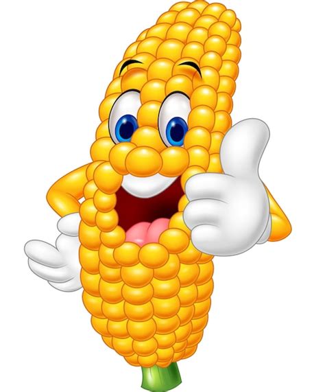 Cartoon Happy Corn Giving Thumb Up Premium Vector