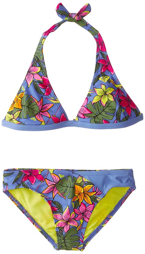 Roxy Swimwear Swimwear Pink Hot Tropics Floral Halter Bikini Set 10
