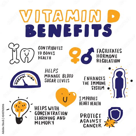 Vitamin D Benefits Hand Drawn Infographic Sketch Style Vector