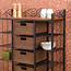 Classic Black Iron Bakers Rack With 5 Rattan Baskets