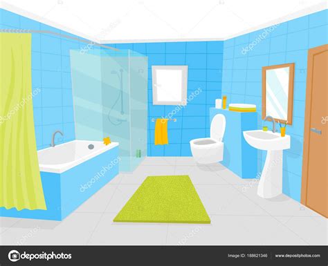 Render pictures has only scene lights and scene background. Images: cartoon bathroom | Cartoon Bathroom Interior with ...