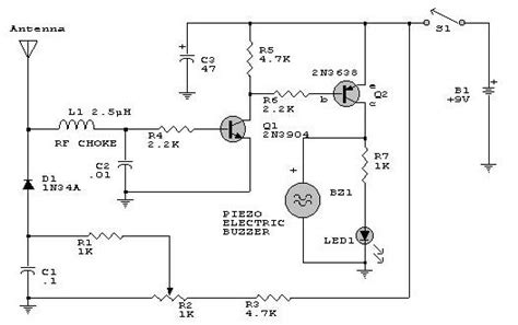 Rf Detector Circuit Electronic Project Using Transistors