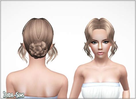 Braided Bun With Middle Parth Bangs Hair 17 By Irida Sims 3 Hairs