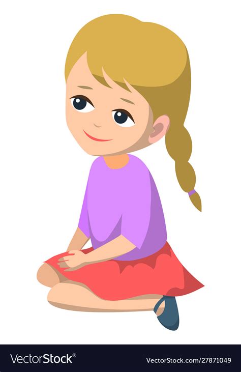 Small Kid Sitting On Floor Looking Aside Girl Vector Image