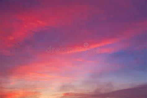 Sky At Sunset Covered With Red Clouds Stock Photo Image Of Abstract